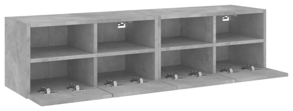 2 db betonszürke szerelt fa fali TV-szekrény 60x30x30 cm