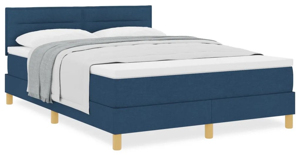 Boxspring Ágy Matraccal Kék 140x190 cm Szövet