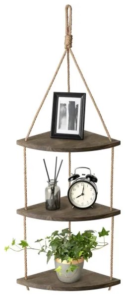 Függő sarki polc 90x25 cm barna