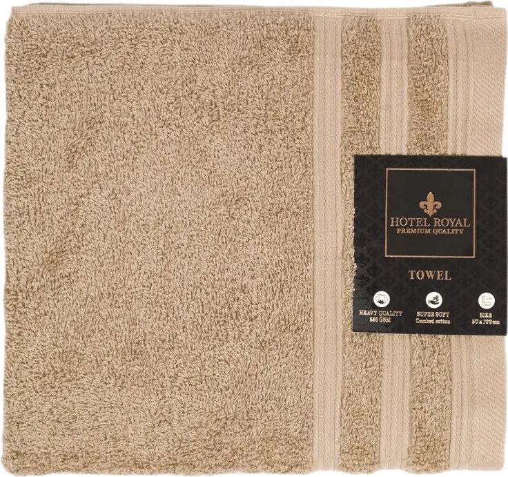 Pamut fürdőlepedő 550 g/m2 70x140 cm világos barna