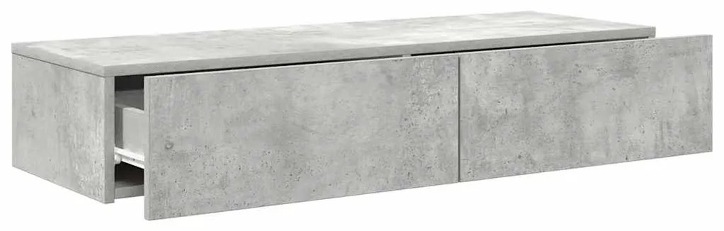 Falipolc fiókokkal betonszürke 100x36x19 cm műszaki fa