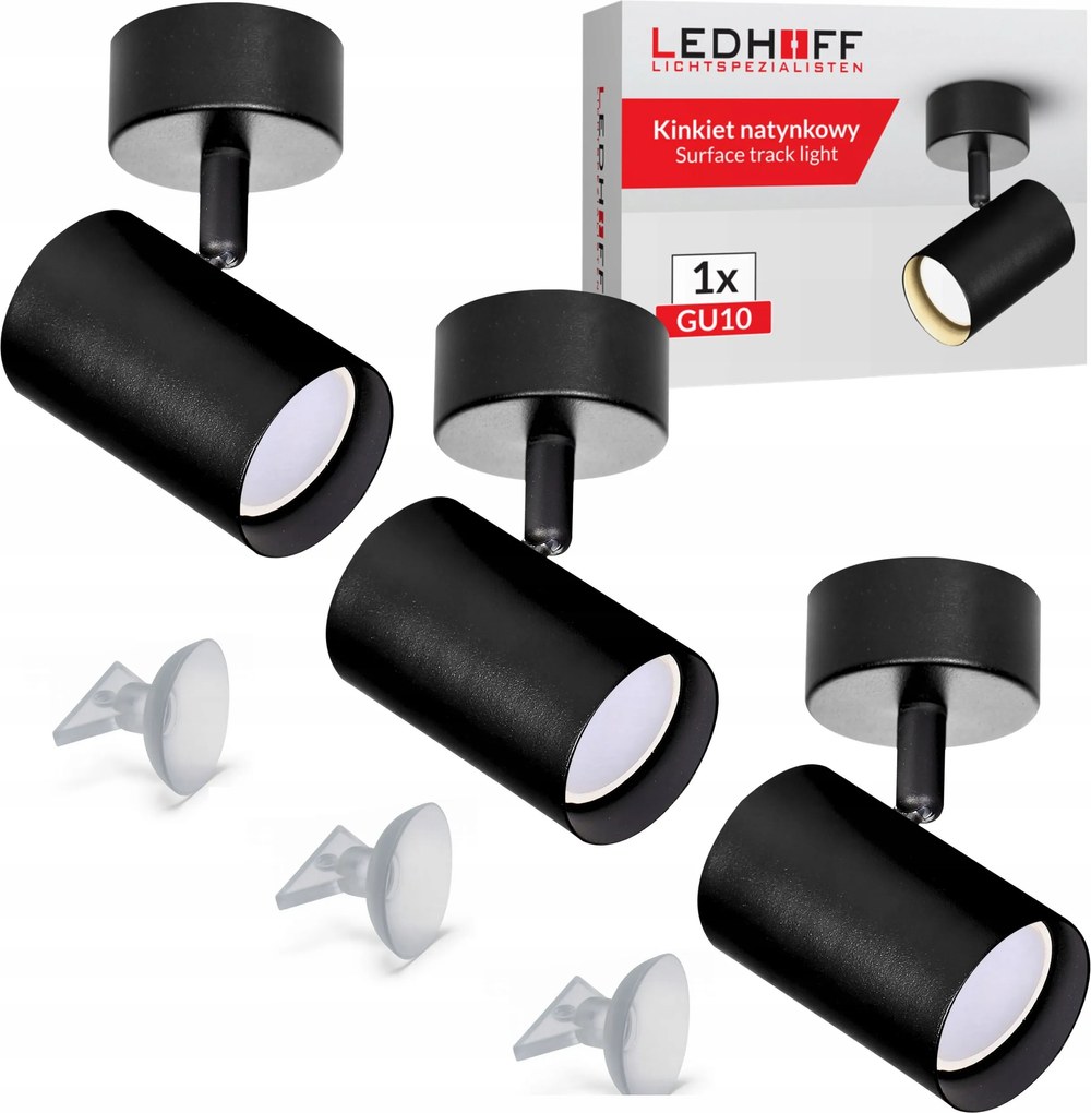 Mennyezeti lámpa Led Fali Lámpa 3x GU10 fekete állítható Spot halogén lámpatest