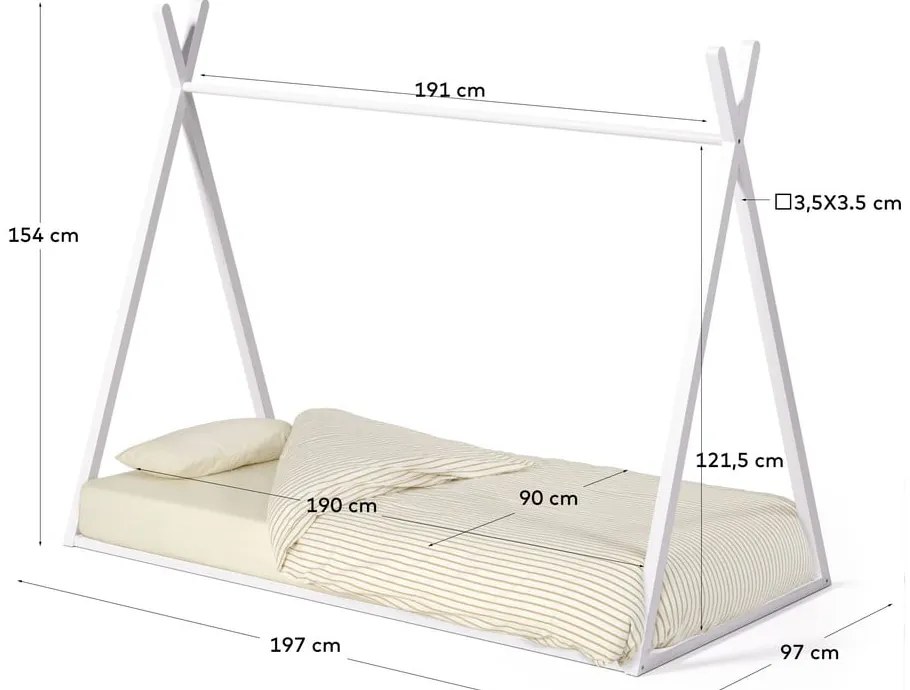 Fehér bükkfa házikó alakú gyerekágy ágyráccsal 90x190 cm Maralis – Kave Home