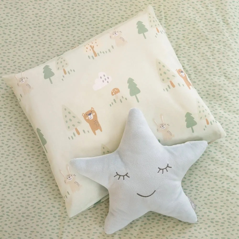 Világoszöld pamut gyerek ágyneműhuzat babaágyhoz 80x80 cm Woodland Buddies – Roba