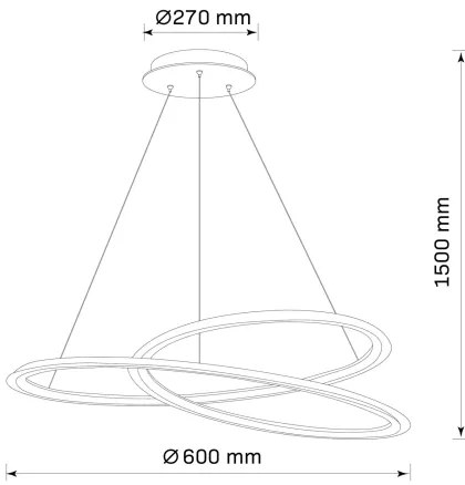 LED Csillár zsinóron TANGO LED/44W/230V 4000K átm. 60 cm fekete