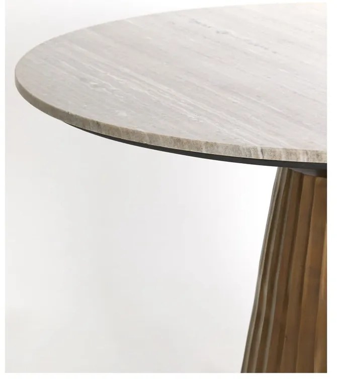 Bronzszínű-natúr színű kerek étkezőasztal márvány dekoros asztallappal ø 100 cm Rianne – Light & Living
