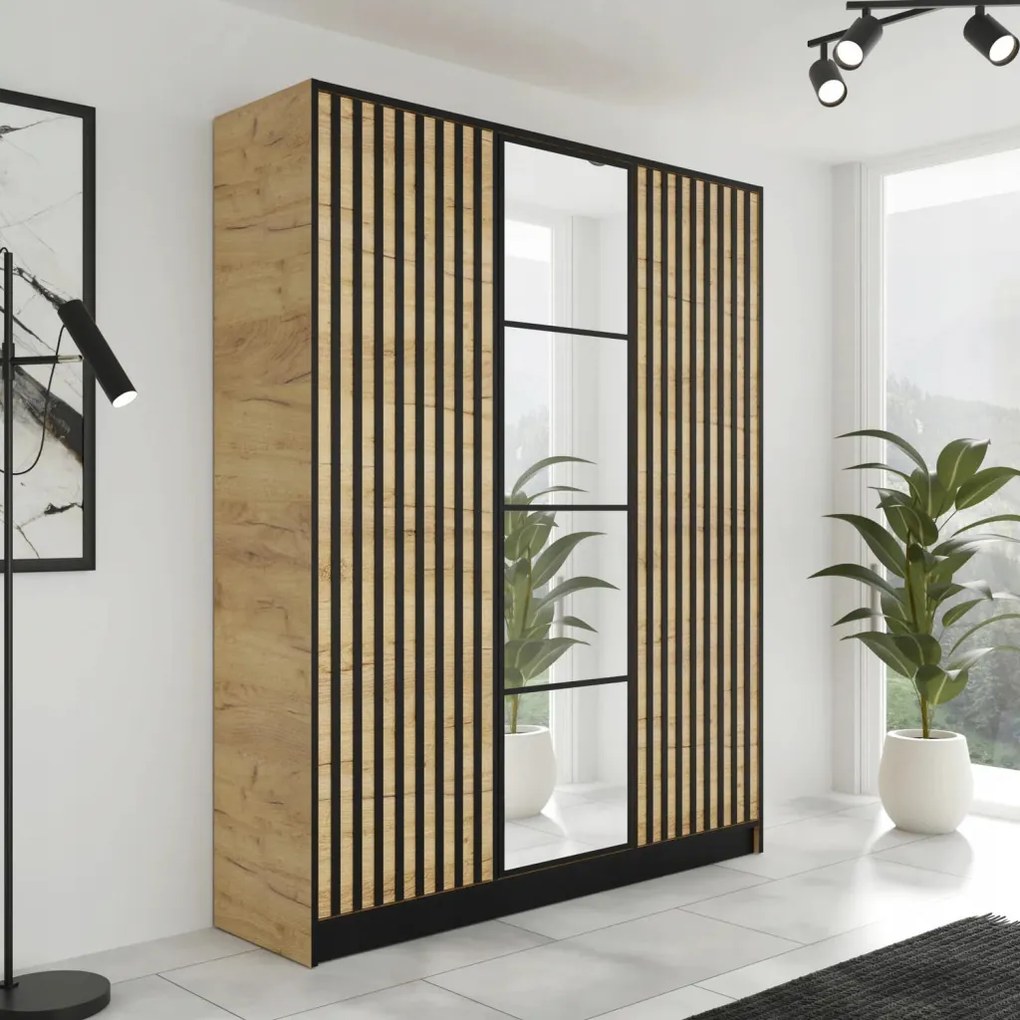 Eden2 3D Gardróbszekrény 156,4cm, Arany Tölgy