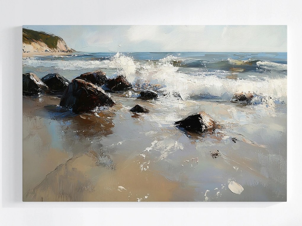 Poszter Tájkép Tenger Tengerpart Szikla Kövek Sziklák Hullámok 60x40