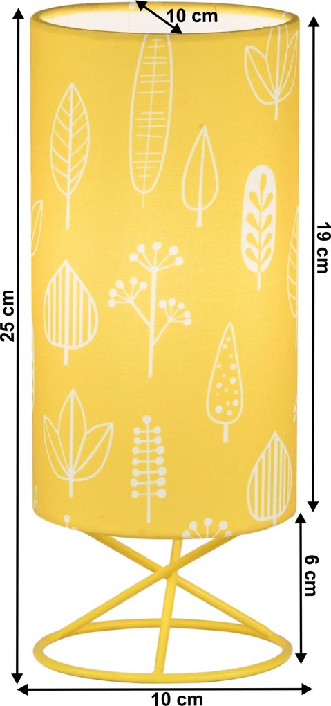Asztali lámpa, fém/sárga textil lámpaernyő, AVAM