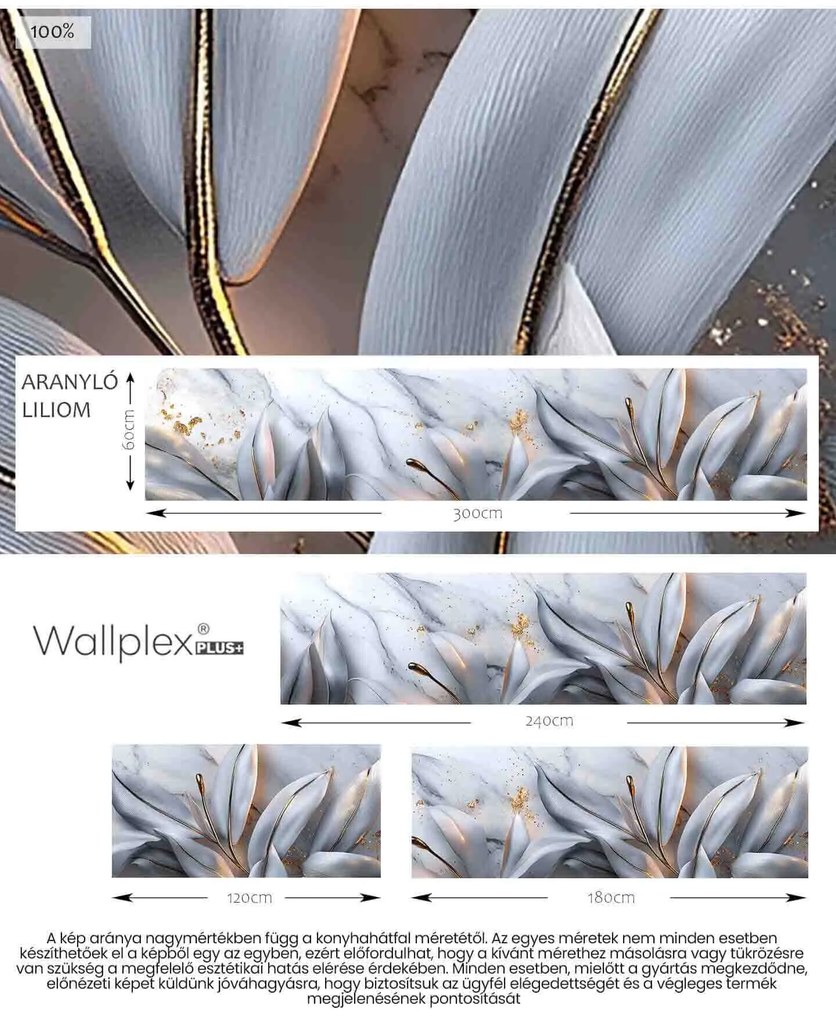 Wallplex konyhahátfal Aranyló Liliom (Méret: 60x300)
