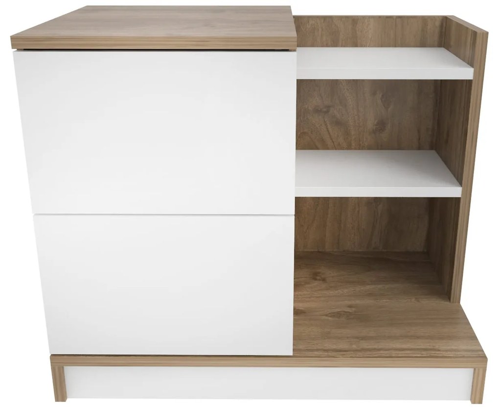 Éjjeliszekrény Rena - White, Oak