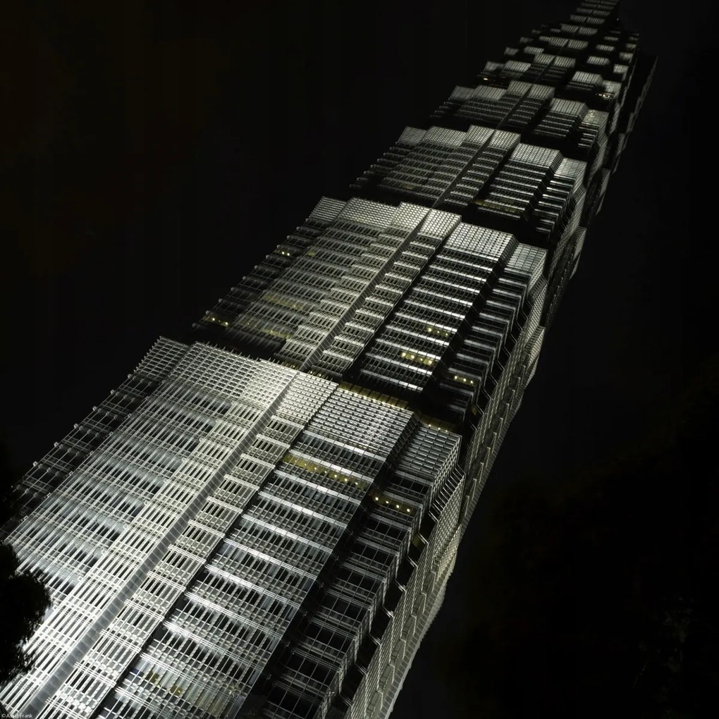 Poszter 40x40cm Jinmao torony éjszaka Sanghajban, Assaf Frank