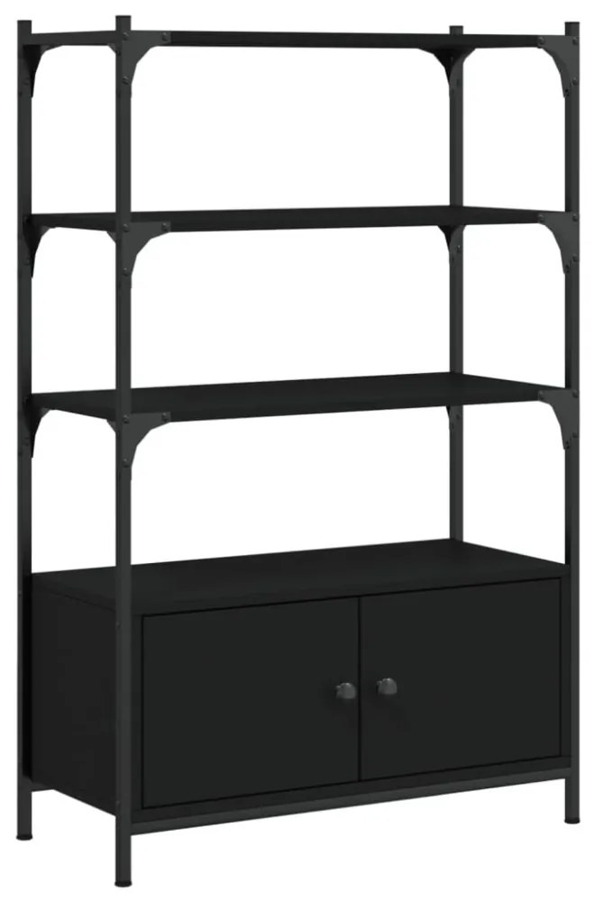 3 szintes fekete szerelt fa könyvespolc 70 x 30 x 109,5 cm