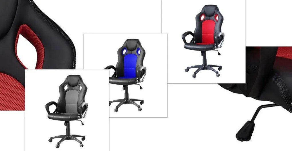 Gamer szék több színben - basic-színes háttámla, kék