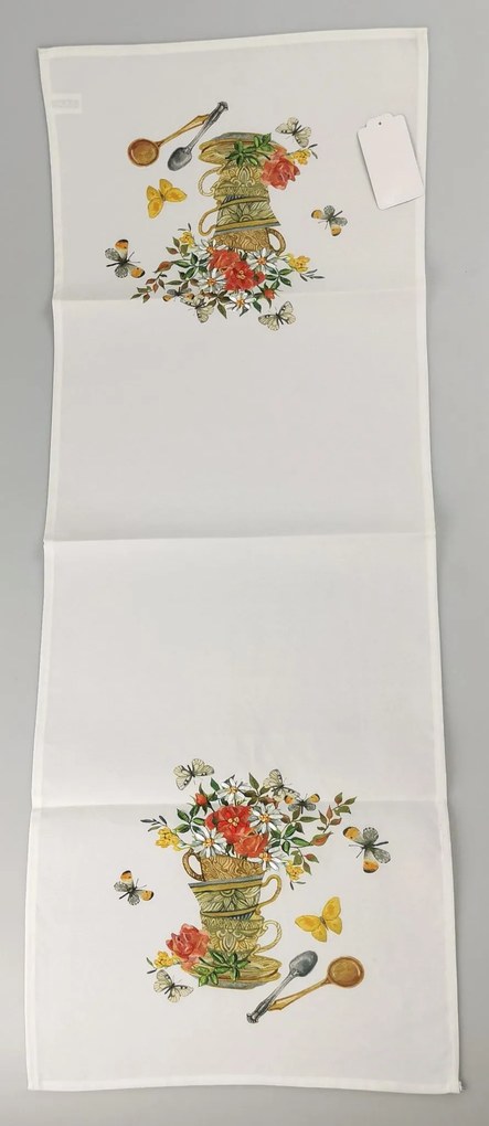 Hímzett csésze terítő virágokkal 40x110 cm TiaHome