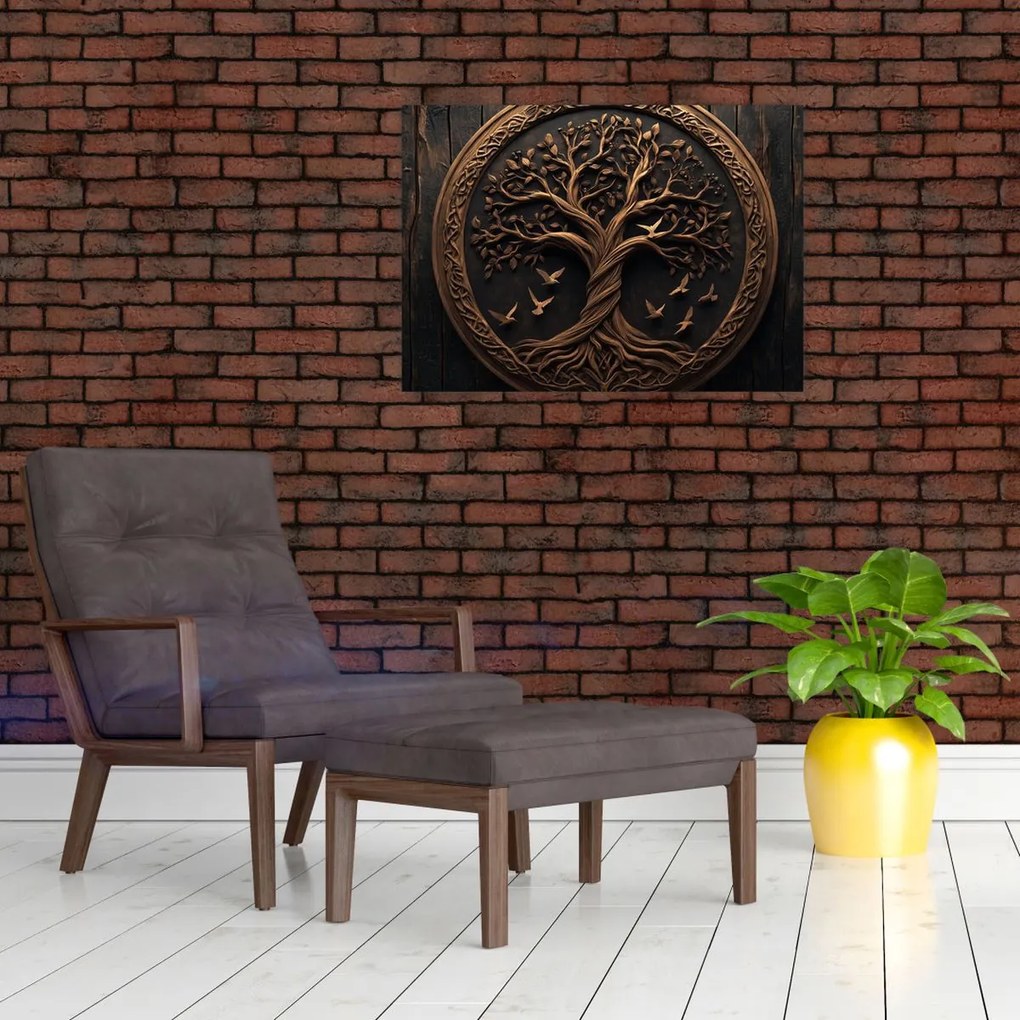 Kép – Fából készült életfa (70x50 cm)