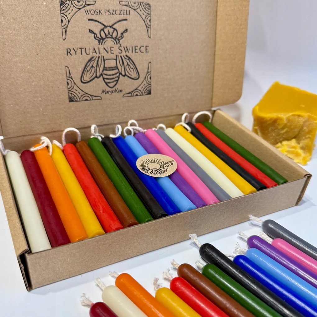 Rituális Gyertyák 36 Db Mágikus Gyertya 100% Méhviasz Vegyes Színek