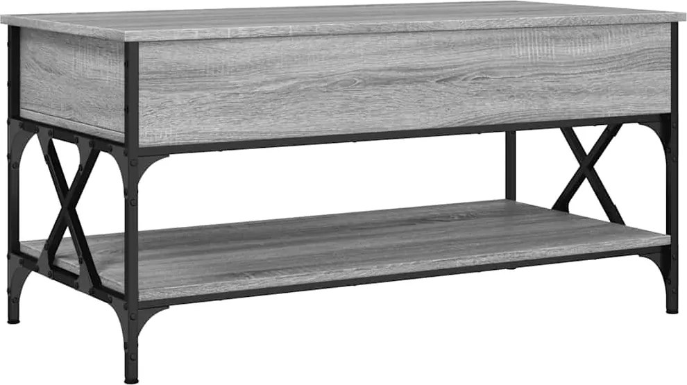 vidaXL szürke sonoma szerelt fa és fém dohányzóasztal 100 x 50 x 50 cm