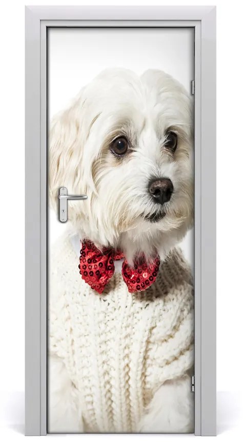 Poszter tapéta ajtóra kutya fegyverrel 85x205 cm