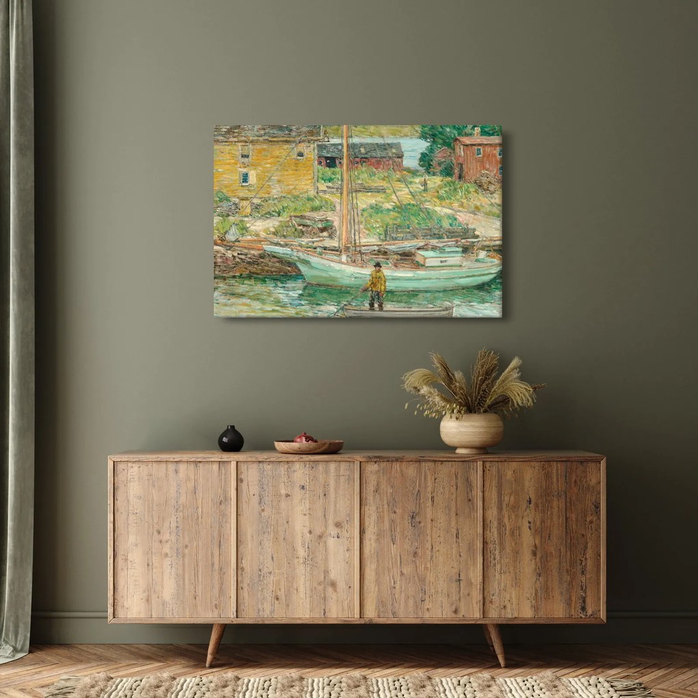 Kép - Childe Hassam, Oyster Sloop, Cos Cob, reprodukciók (90x60 cm)