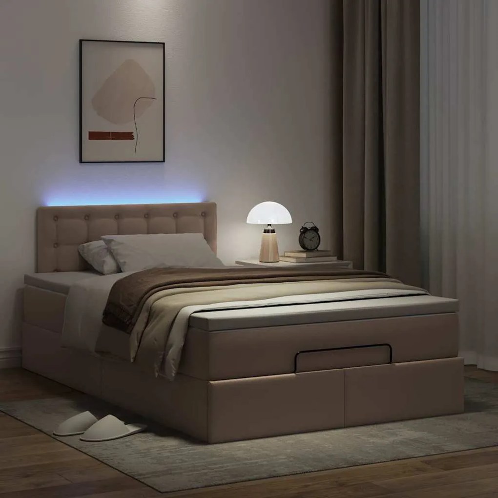 oszmán ágykeret matraccal cappuccino 120x200cm műbőrrel