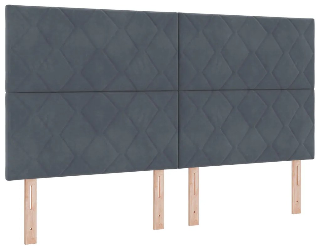 Boxspring Ágy Matrac Kép sötétszürke 180x200 cm bársony