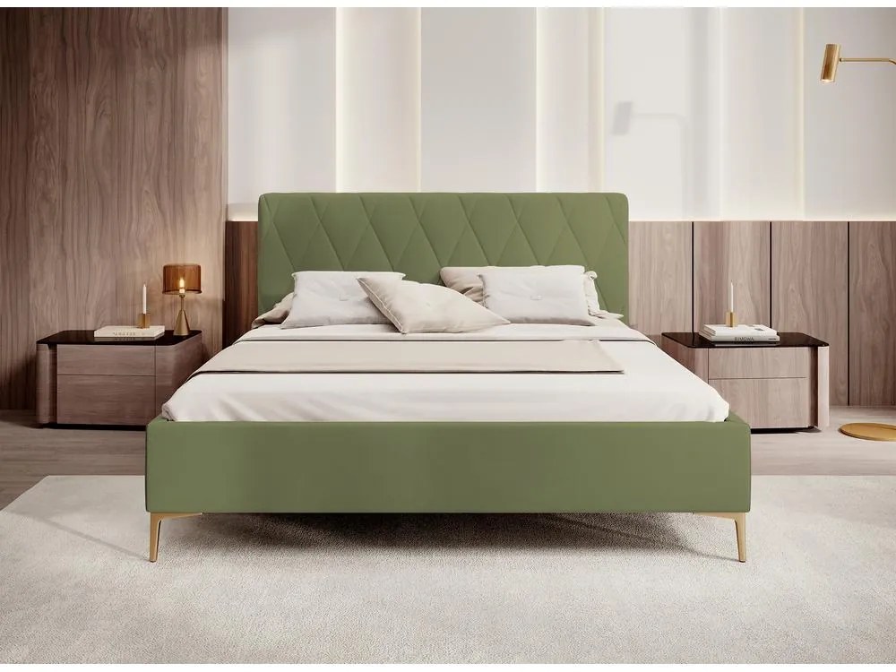 Franciaágy 160 cm Tikka 160 (oliva + arany). 1099424