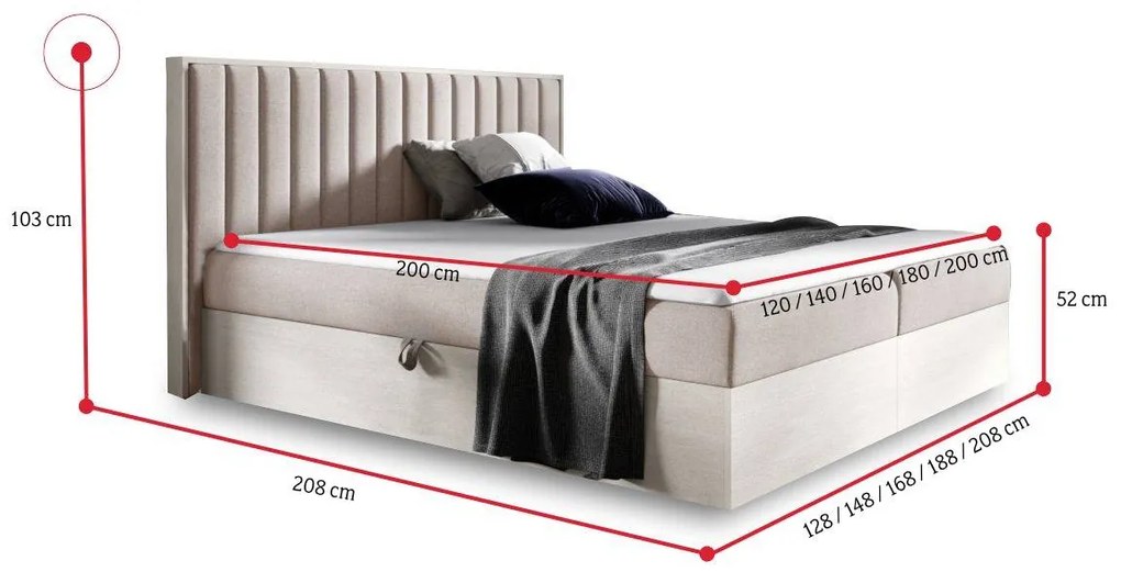 ELIE 2 franciaágy + fedő, 200x200, nordic teak/faro 7