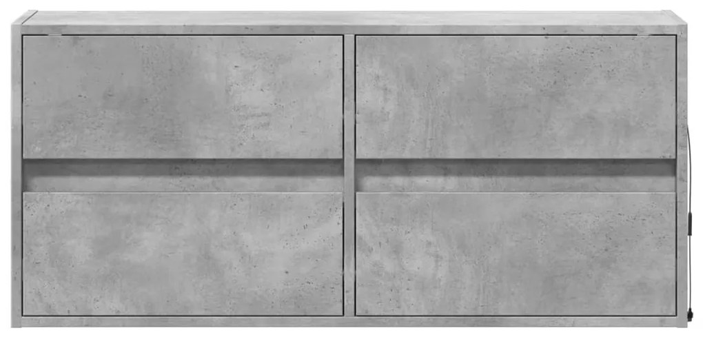 betonszürke falra szerelhető TV-szekrény LED-del 100x31x45 cm