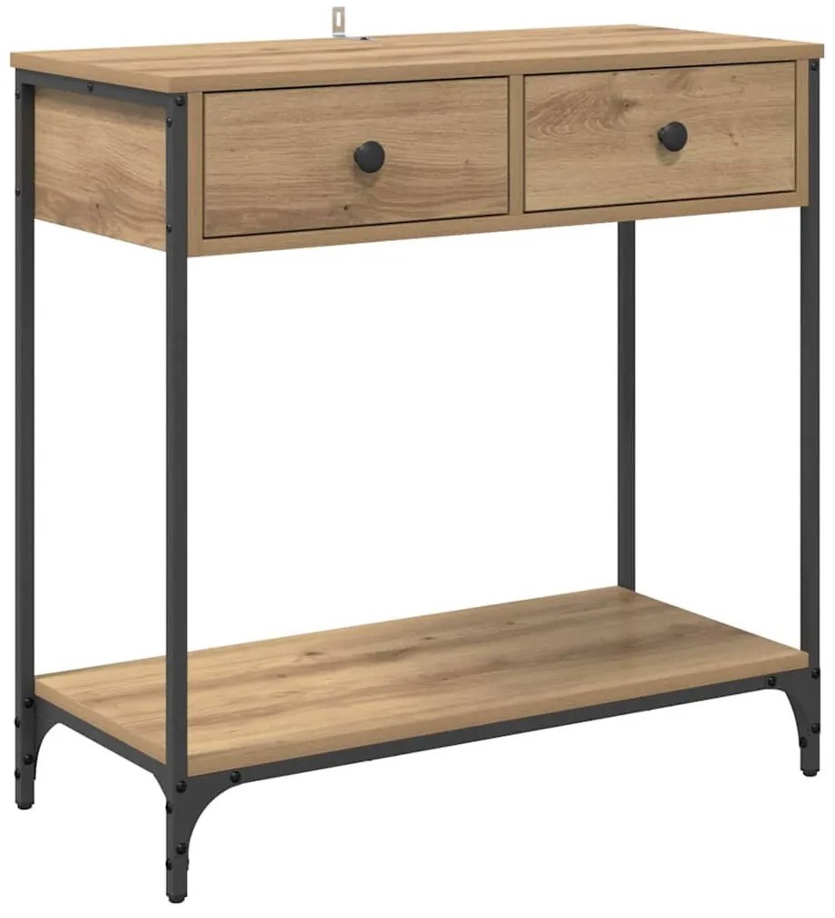 vidaXL Konzolasztal fiókkal Artisan tölgy 75 x 34,5 x 75 cm Faanyag
