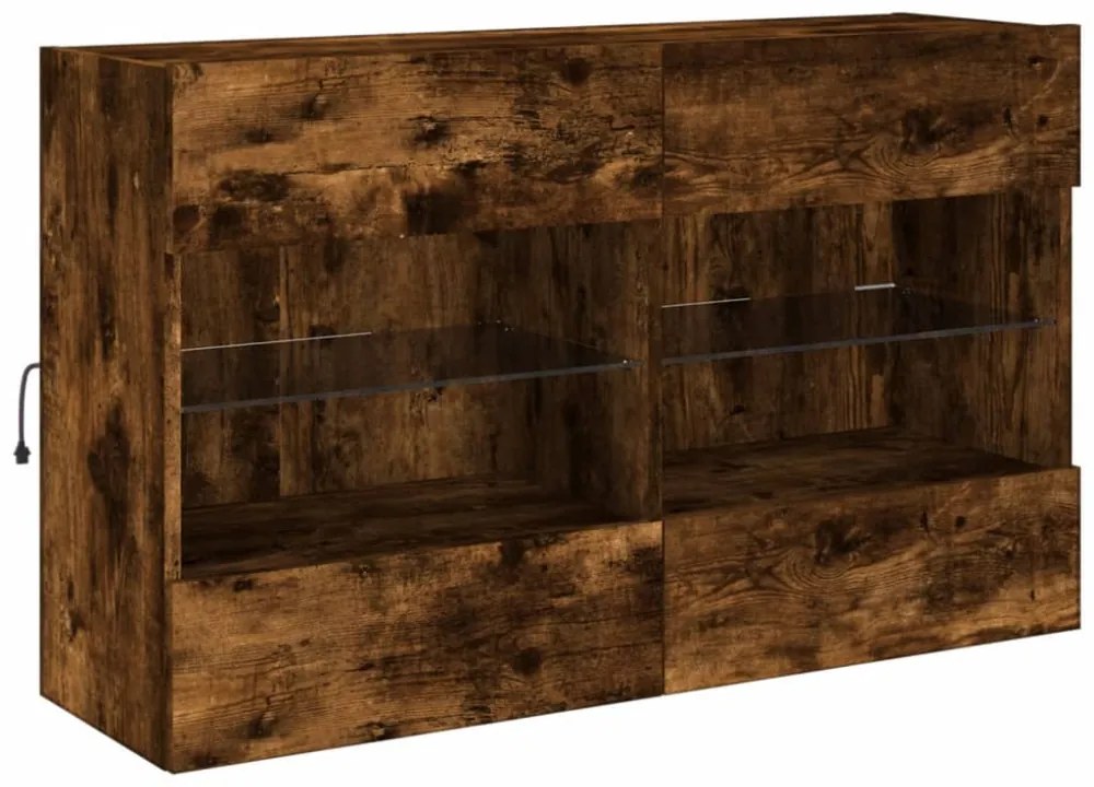 füstös tölgy színű fali TV-szekrény LED-ekkel 98,5x30x60,5 cm