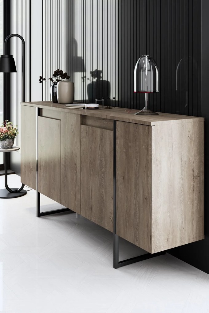 Konzolasztal Luxe - Walnut, Black