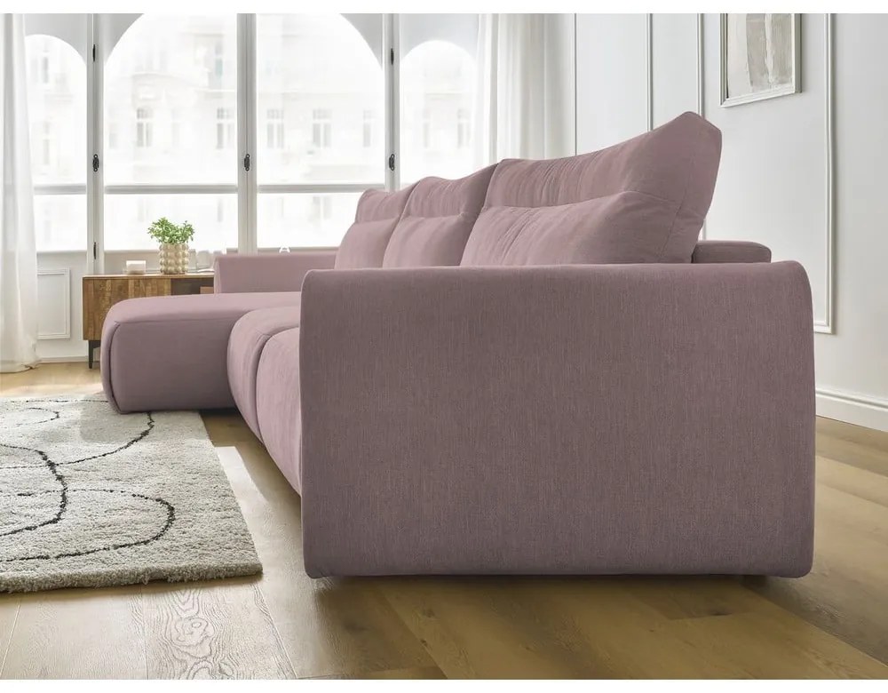 Világos rózsaszín sarokkanapé Aden – Bobochic Paris