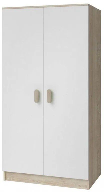 Smyk 06 Ifjúsági 2 ajtós gardróbszekrény sonoma - fehér- Választható színes fogantyúval N - Csomagolássérült