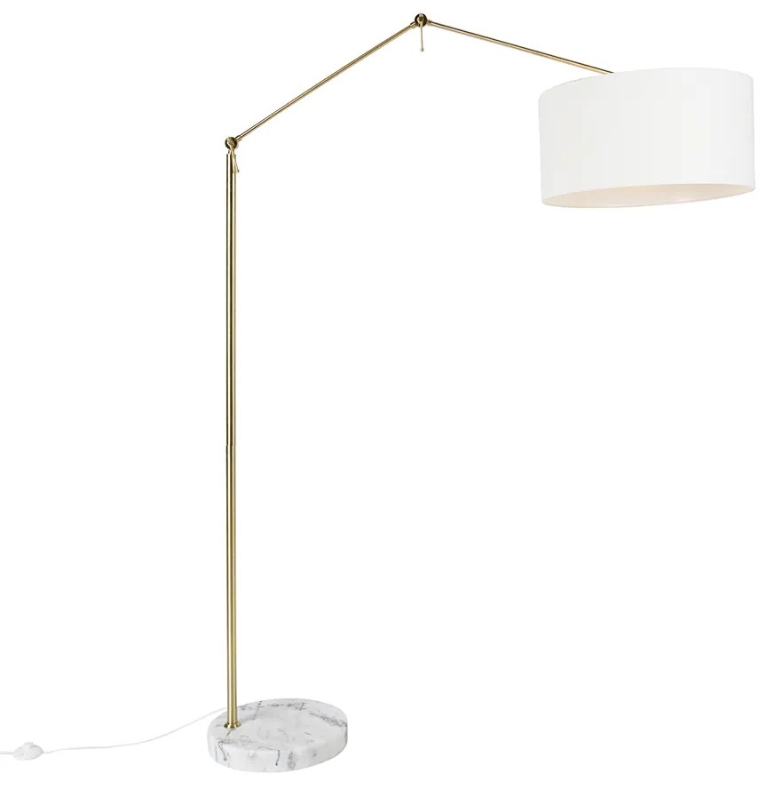 Modern állólámpa arany színű, fehér árnyékolóval, 50 cm állítható - Editor