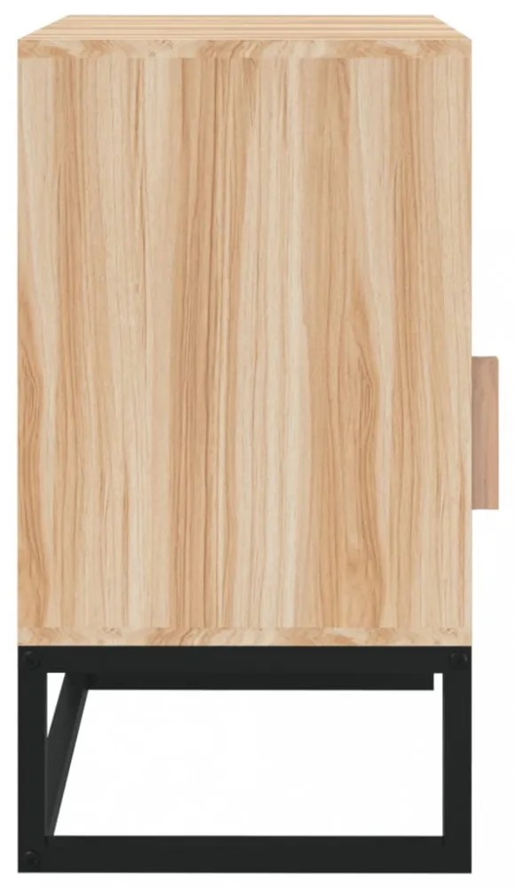 2 db szerelt fa és vas éjjeliszekrény 40x30x55,5 cm