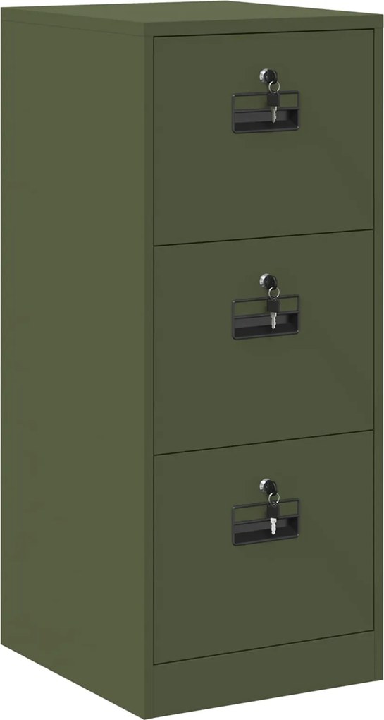 vidaXL Irattároló Szekrény fiókkal zárral Olajzöld 44 x 50 x 106.5 cm