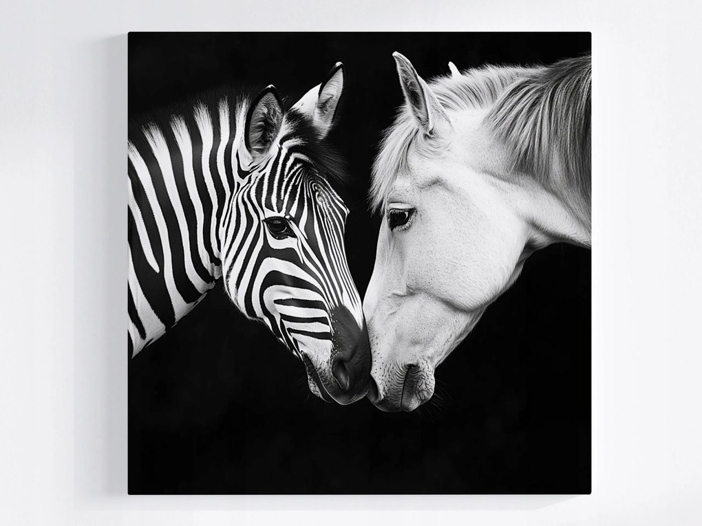 Canvas Vászonkép Portré Ló Zebra Fehér Fekete Kontraszt B&amp;w 80x80