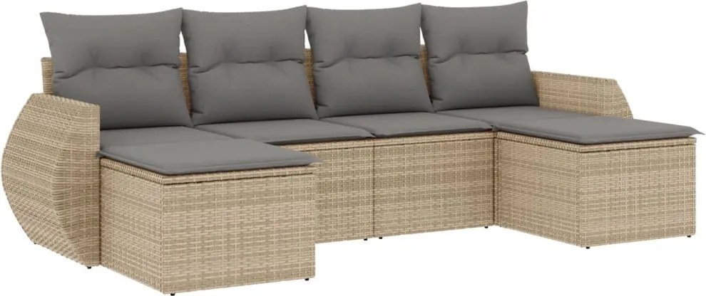 vidaXL 6 részes bézs polyrattan kerti ülőgarnitúra párnával