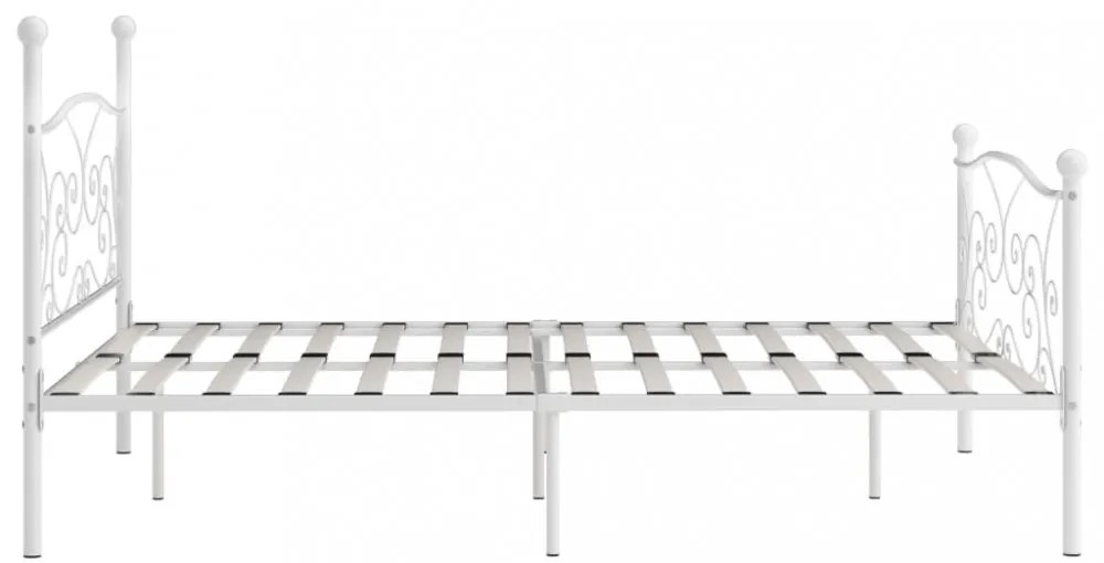 fehér fém ágykeret lécezett ágyráccsal 200 x 200 cm