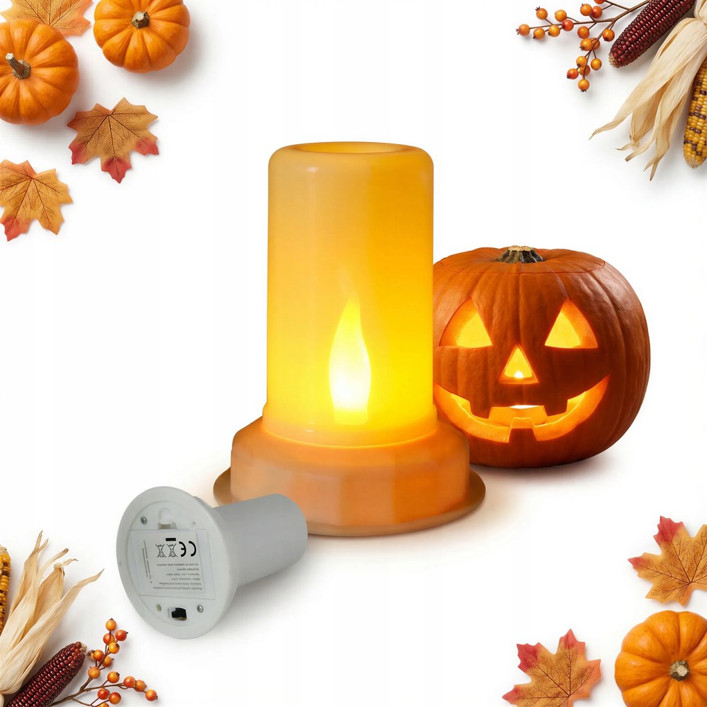 Tök Utántöltő Led Gyertya Élő Tűz Efrkt Holloween Lámpa
