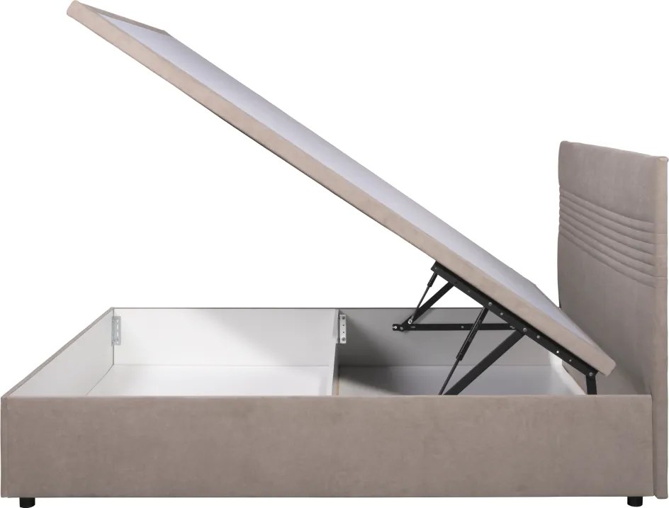 Ágy tárhellyel, 160x200, bézs, RUNOL