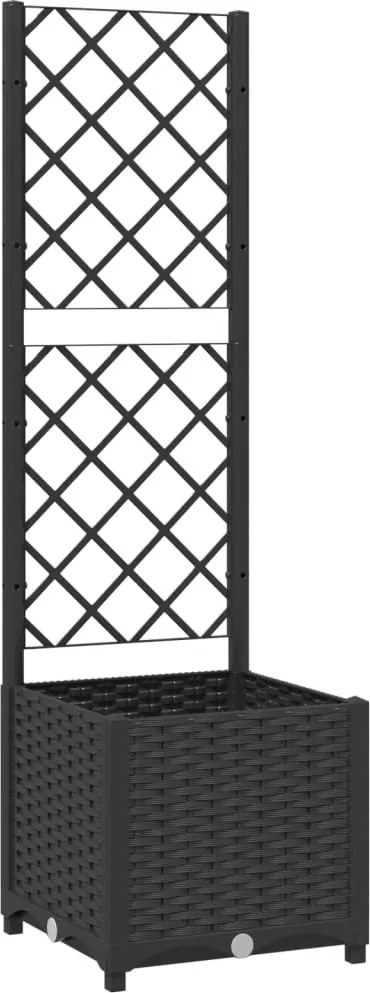 vidaXL fekete kerti virágláda ráccsal 40 x 40 x 136 cm PP