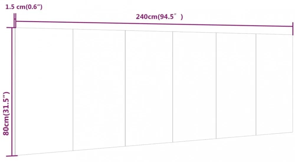 fekete szerelt fa fali fejtámla 240 x 1,5 x 80 cm