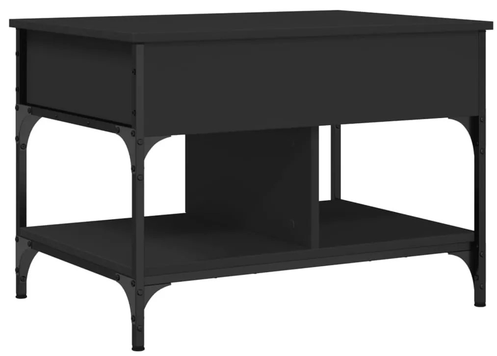 Fekete szerelt fa és fém dohányzóasztal 70 x 50 x 50 cm