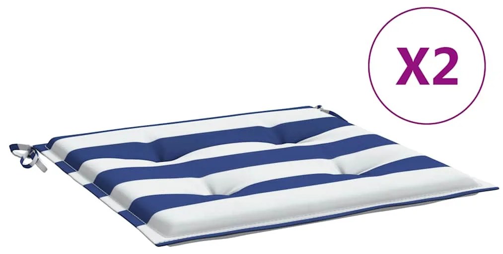 2 db kék és fehér csíkos szövet székpárna 50x50x4 cm