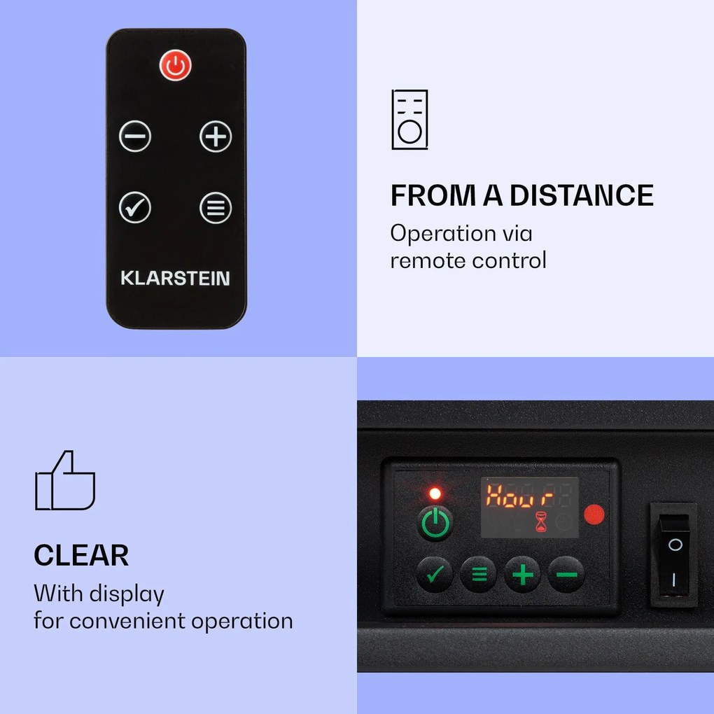 Klarstein Studio 5 Arc, elektromos kandalló, 1800 W, LED lángok, ventilátor, távirányító