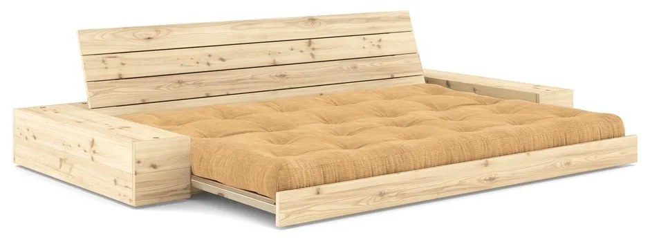 Mustársárga-világosbarna kordbársony kinyitható kanapé 244 cm Base – Karup Design