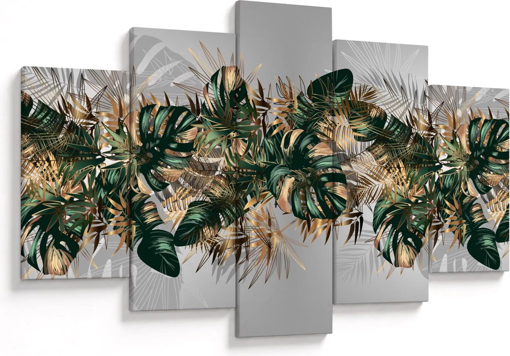 Kép - Gold-green, trópusi levelek (150x105 cm)