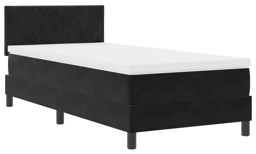 Boxspring Ágy Matraccal és LED Fekete 90x200 cm Bársony